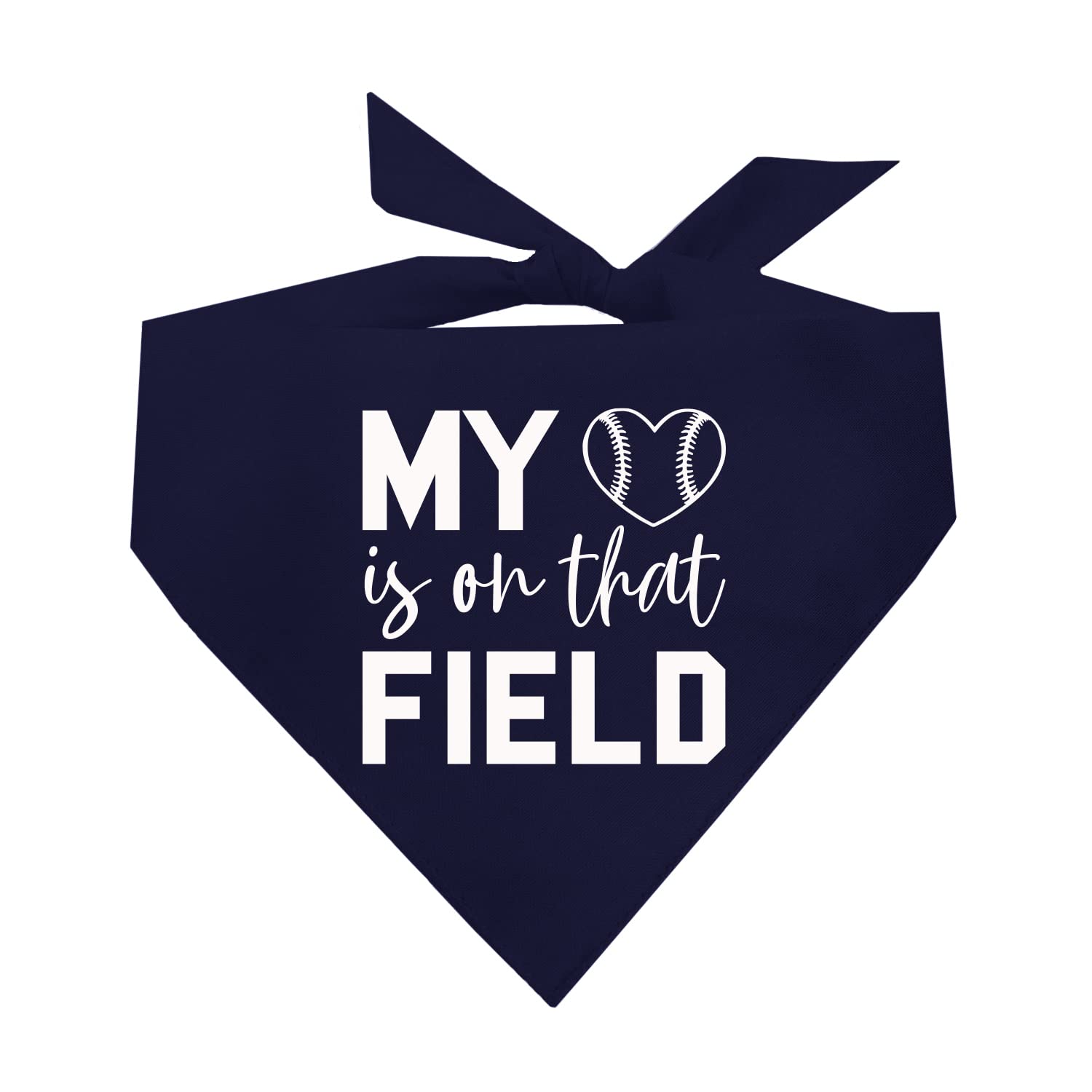 My Heart Is On That Field Baseball Dog Bandana (1044 Navy, X-Small)
