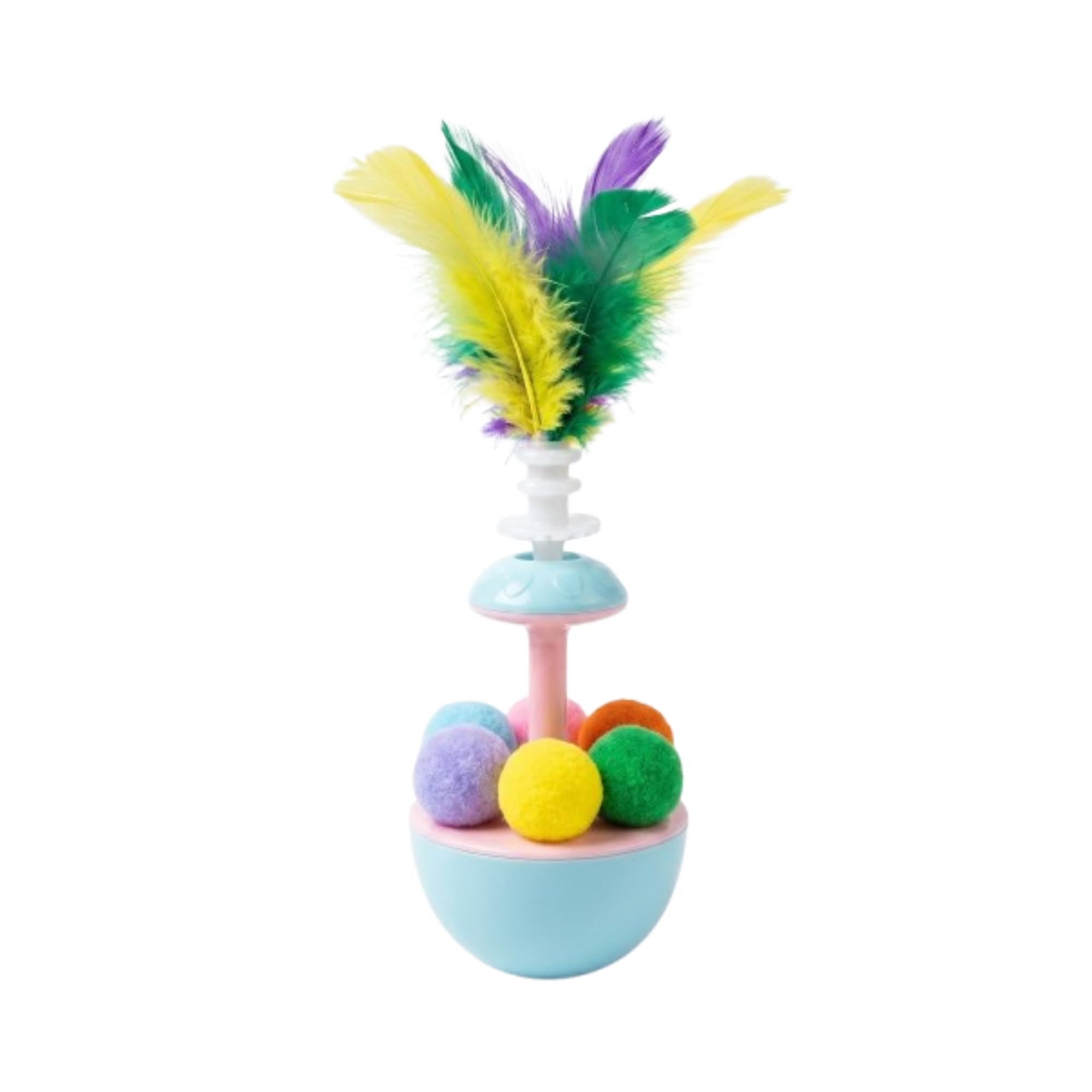 Bohobark Interactive Tumbler Cat Toy With Feathers With Catnip  360 Rotating Wobble Toy For Indoor Cats & Kittens  Mental Stim