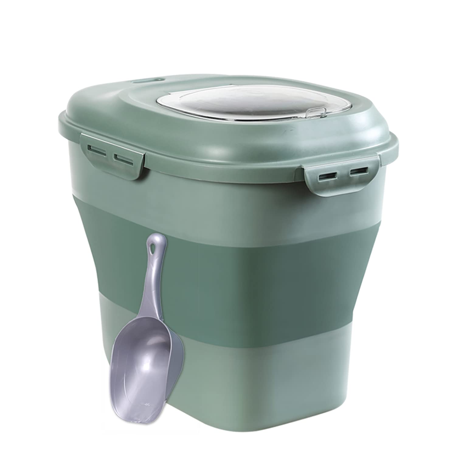 CQDDMLS Foldable Dog Food Storage Container, bin for 30Lb Pet Food Cat Food Fish Food Bird Seed with food scoop lid Large Airtig