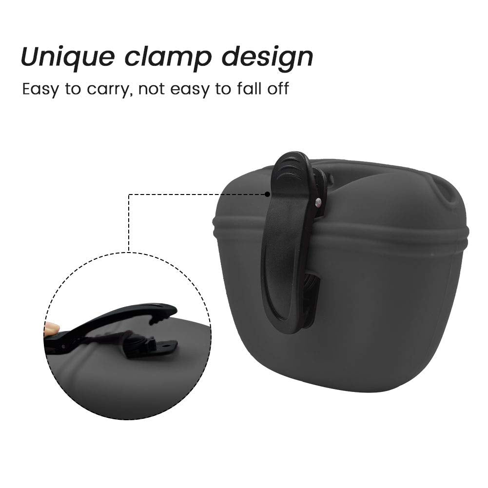 AUDWUD Silicone Dog Treat Pouch,Clip on Portable Training Container,Convenient Magnetic Buckle Closing and Waist Clip,No BPA