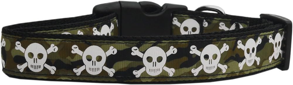 Pet Dog & Cat Nylon Collar or Leash, "Camo Skulls" XS Collar