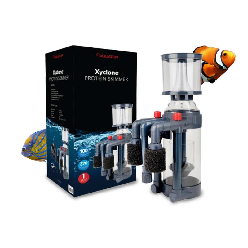 Aquatop Xyclone Protein Skimmer with 370 GPH Flow - Powerful Waste Removal for Clear Water in Freshwater & Saltwater Aquariums