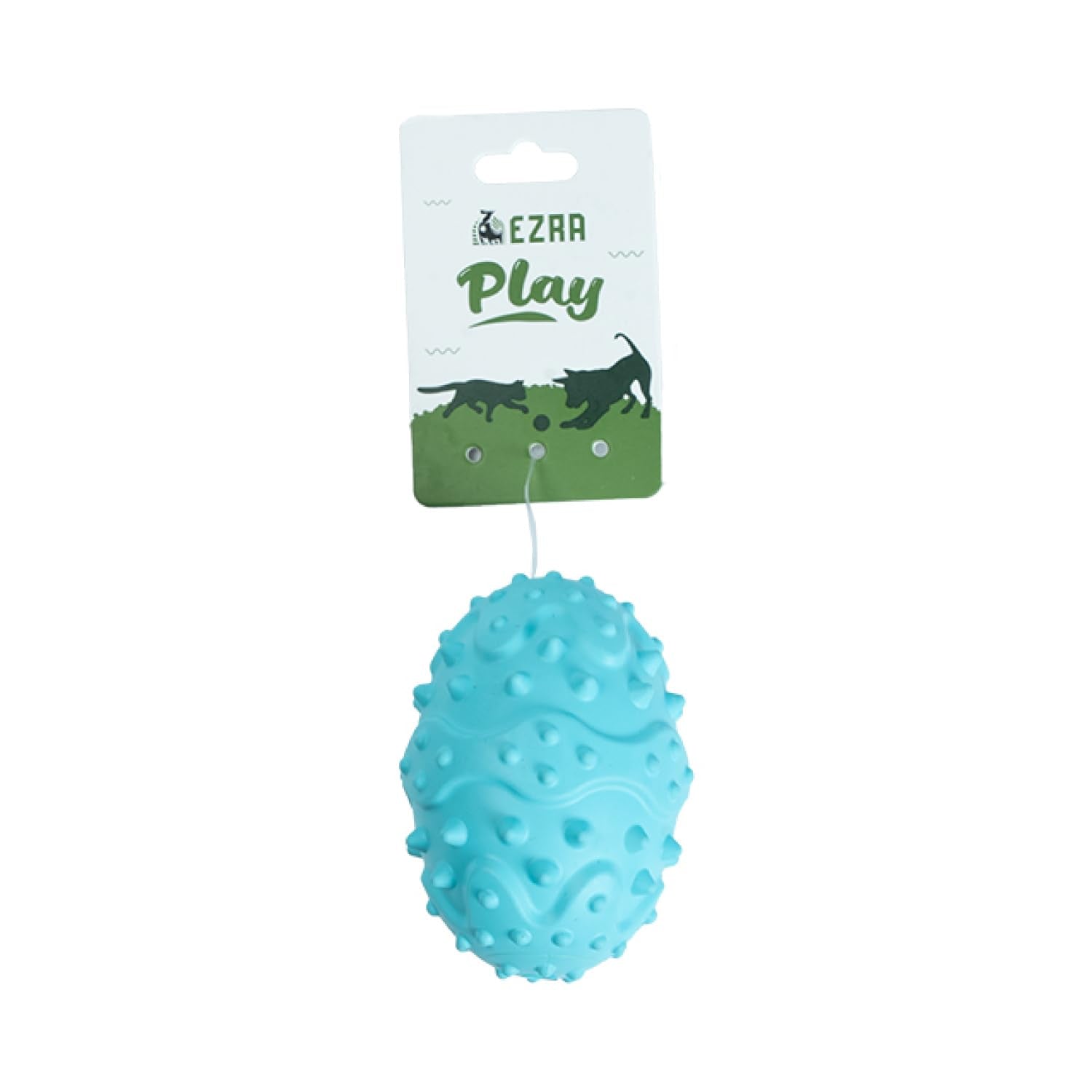 Ezra Play Spiky Rugby Dog Chew Toy  Blue | Durable NonToxic Rubber, Textured For Dental Health | Interactive Fetch & Chew Toy 