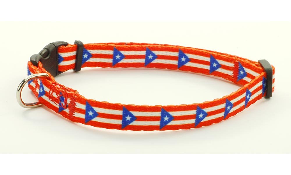 Puerto Rican Cat Collar | Breakaway Cat Collar | Safety Release Buckle | Puerto Rico Flag | Usa Made