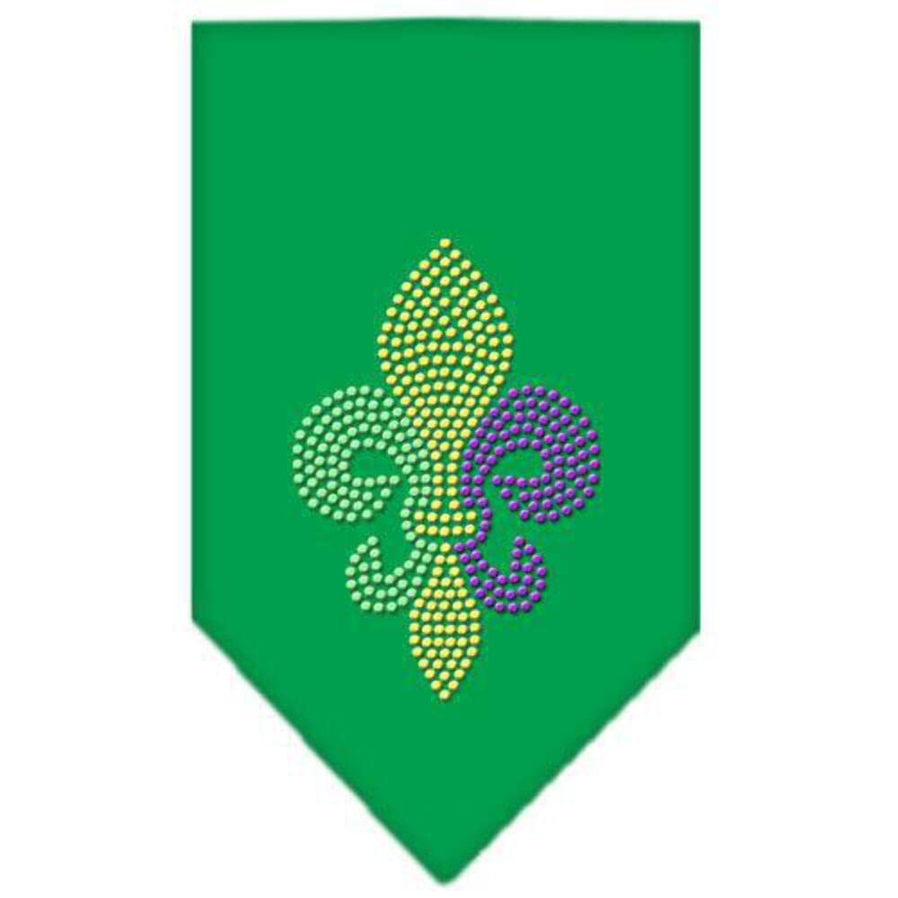 Mirage Pet Products Mardi Gras Fleur De Lis Rhinestone Bandana, White, Large