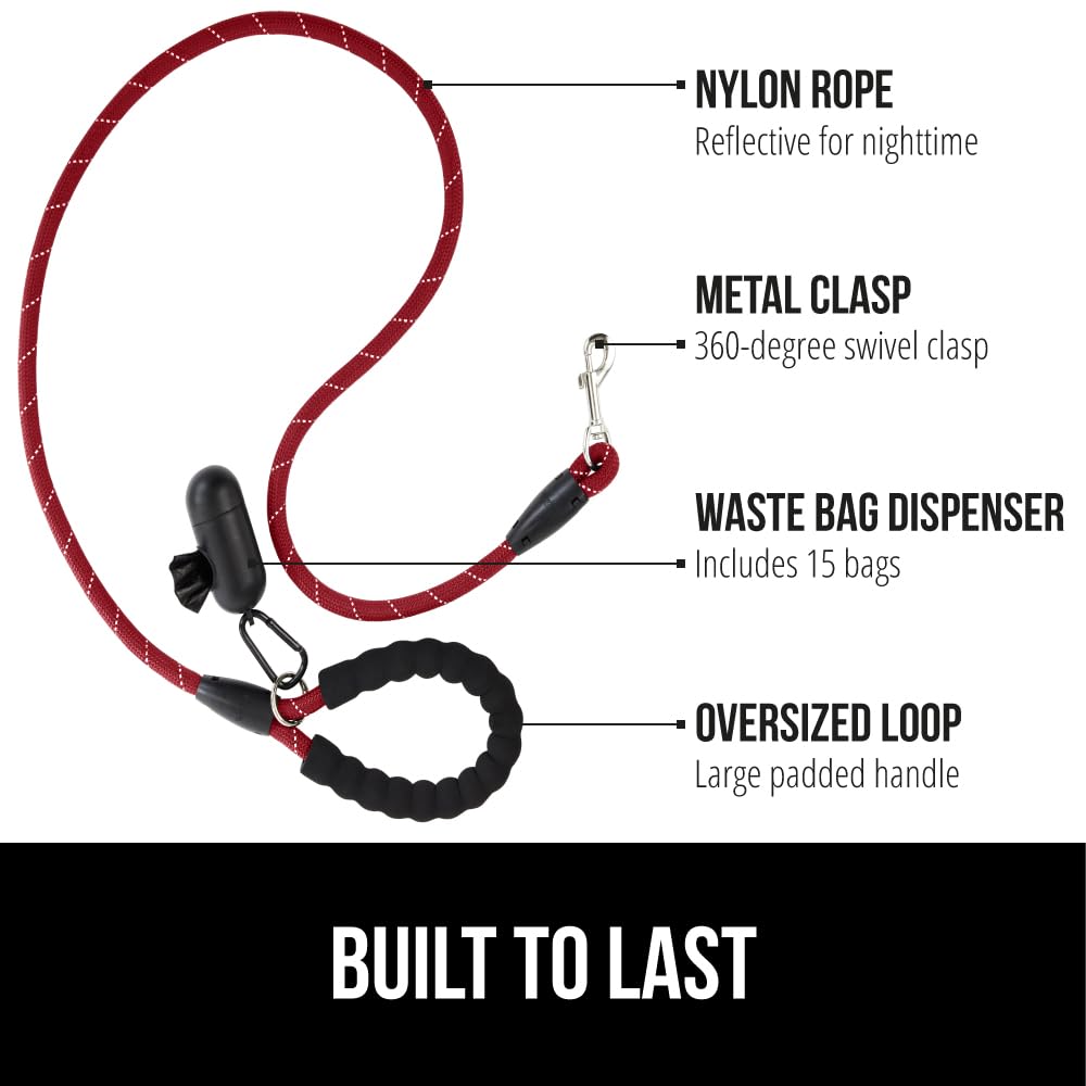 Gorilla Grip Dog Leash, Heavy Duty Reflective Rope Leashes For Large, Medium, Small Breed Dogs, Puppy Training Essential For Wal
