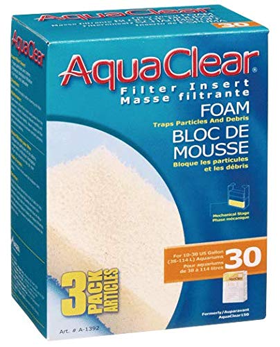 Aquaclear A1392 30-Gallon Foam Inserts,Black, 3-Pack