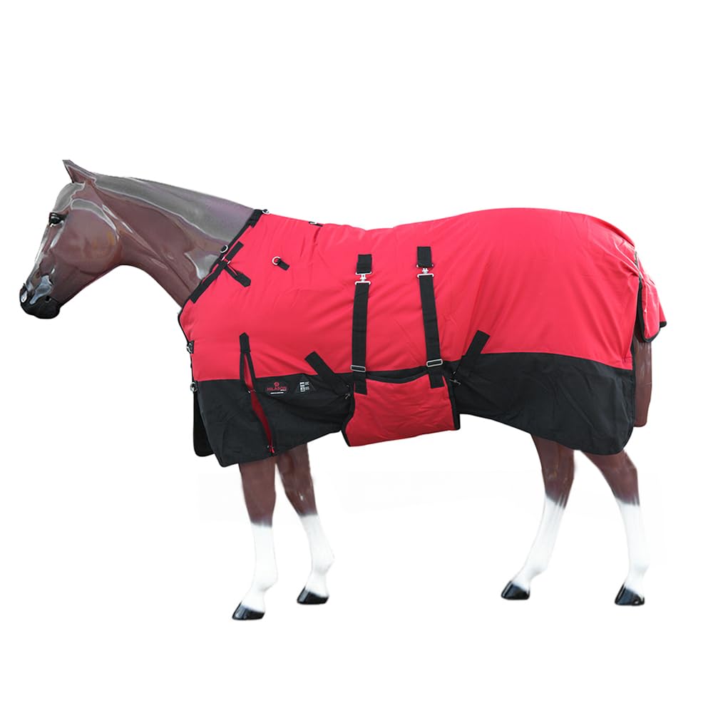 HILASON 1200D Winter Waterproof Poly Horse Turnout Blanket Belly Wrap Red | 69 in