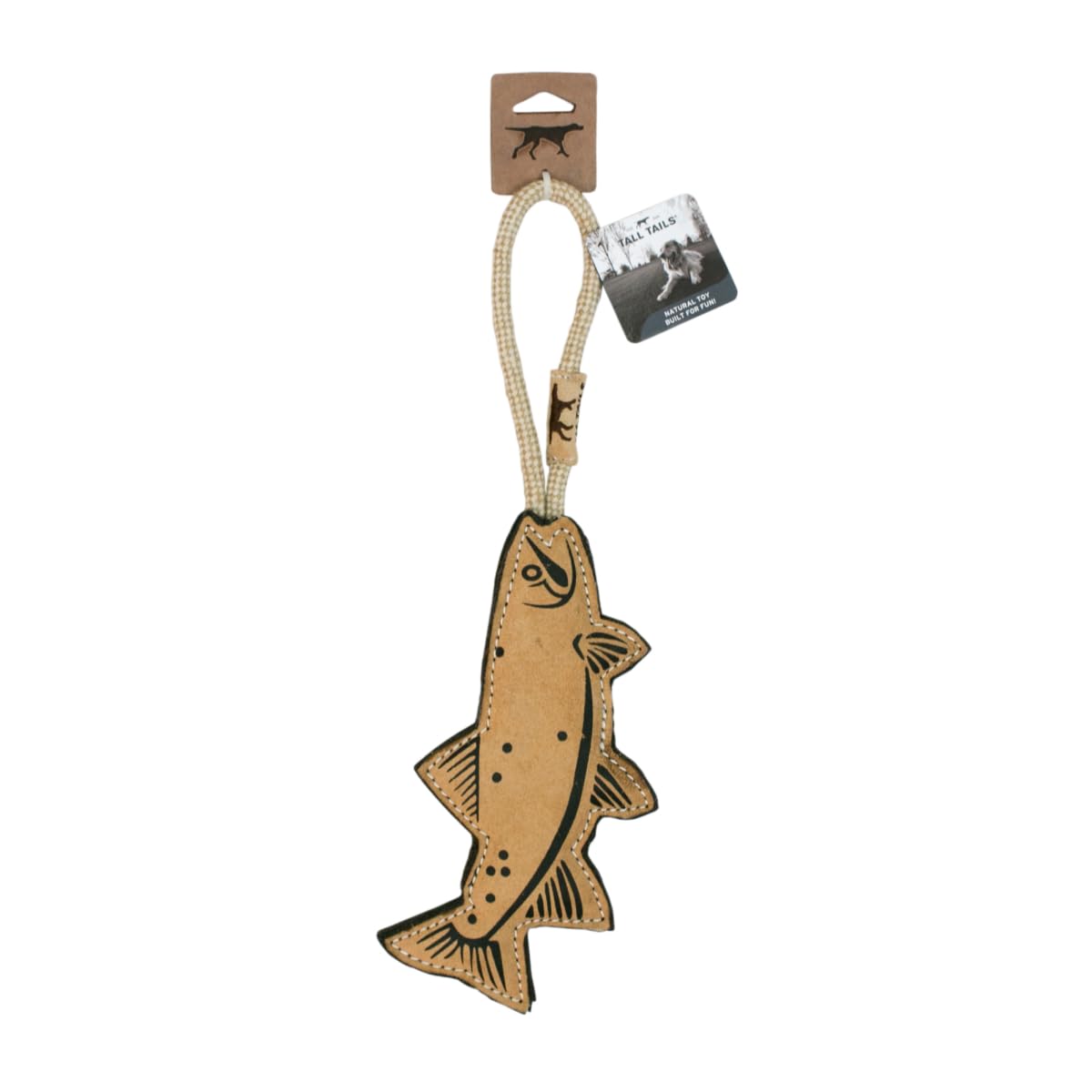 Tall Tails Natural Leather Trout Tug Toy For Dogs