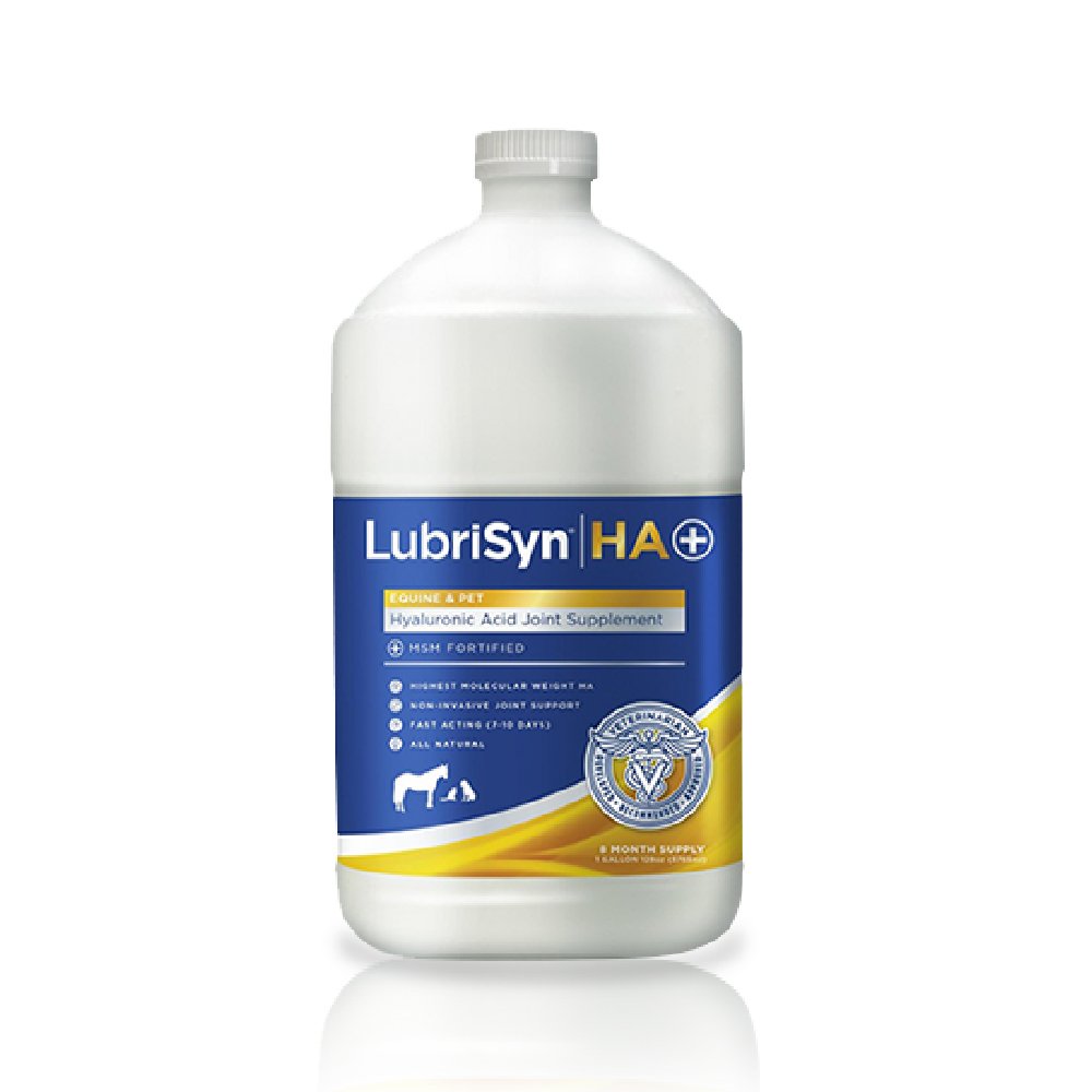 LubriSyn Hyaluronic Acid + MSM Joints Supplement, 128oz: Natural Pure HA Liquid Dog and Cat Joint & Cartilage Support, Relief, a