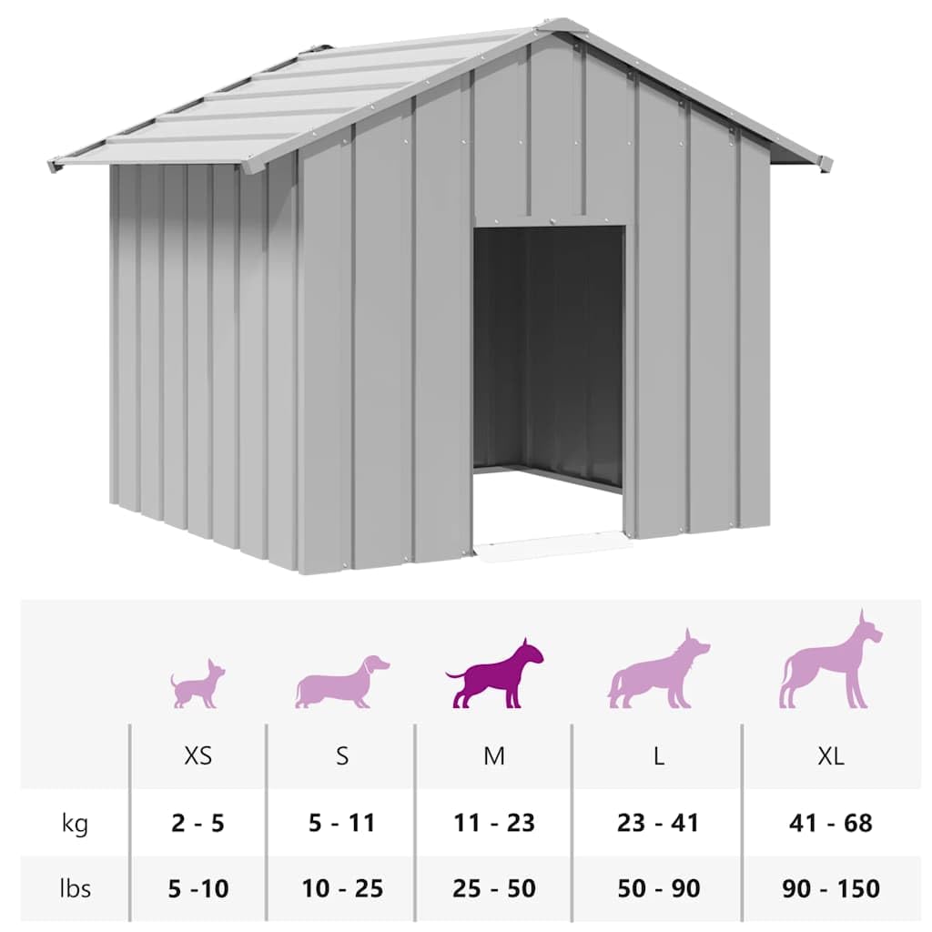 vidaXL Dog House Grey Galvanized steel 51.6 x 39.8 x 40.2 in Dog House