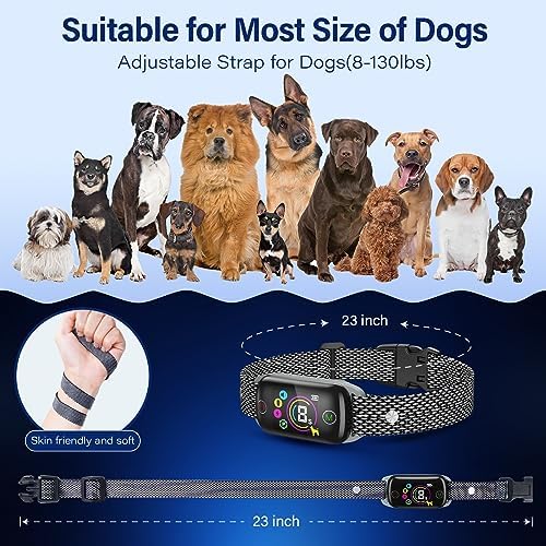 2024New Dog Bark Collar, Coolait Bark Collar For Large Medium Dogs,Rechargeable Anti Bark Collars Smart Shock Barking Collar Wit