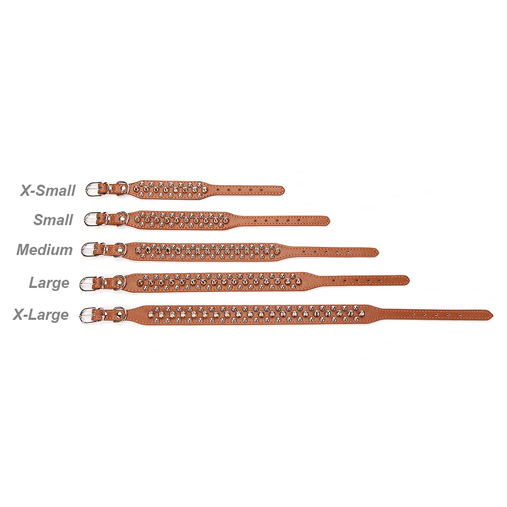 Aolove Mushrooms Spiked Rivet Studded Adjustable Pu Leather Pet Collars For Cats Puppy Dogs (8.2'-10.6' Neck, Brown)