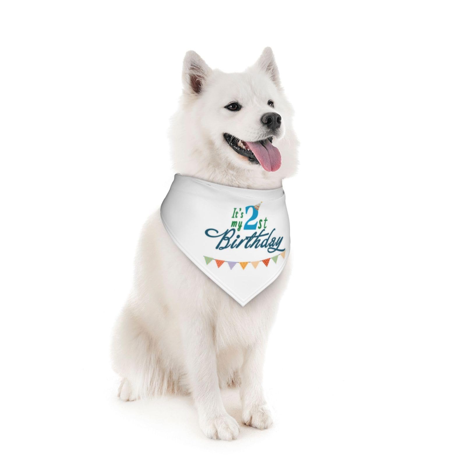 It'S My 2Nd Birthday Blue Dog Bandana Scarf Triangle Bibs Pet Accessories Cat Kerchief
