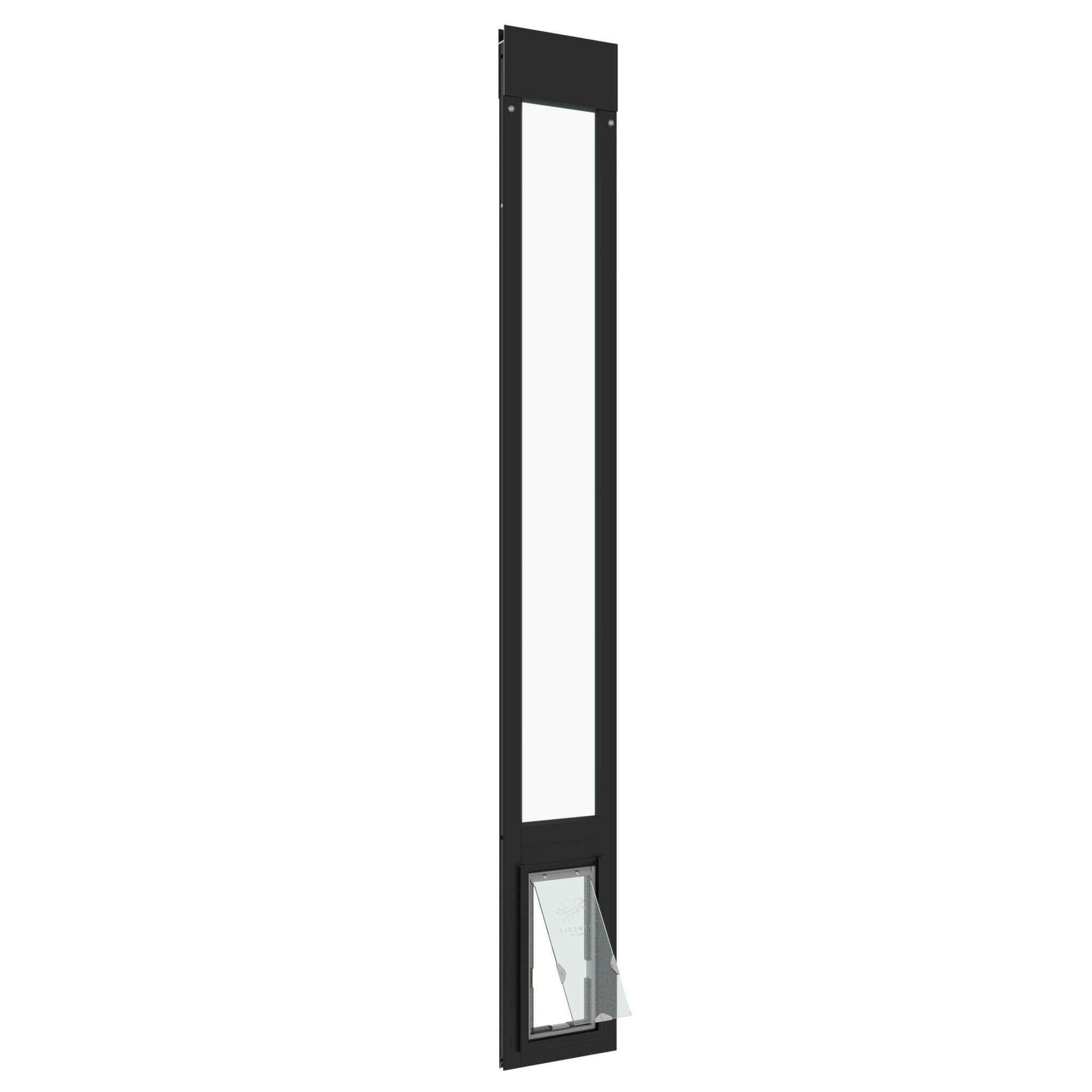 Liberty Pet Door For Sliding Glass Door | Aluminum Frame With Closing Cover | For Home & Rentals | Clear Glass | Black, Small Fl
