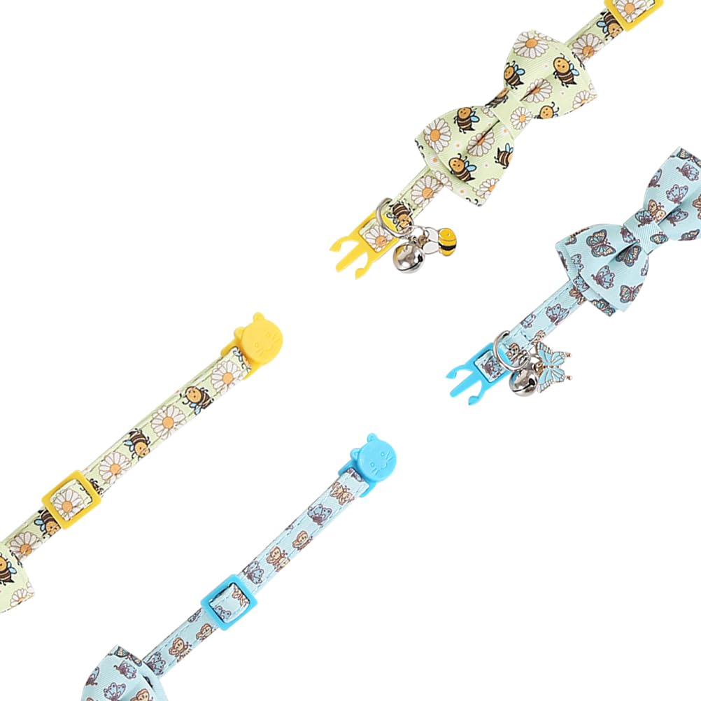 Cat Collar Breakaway With Cute Bow Tie And Bell Accessories For Kitty Adjustable Safety
