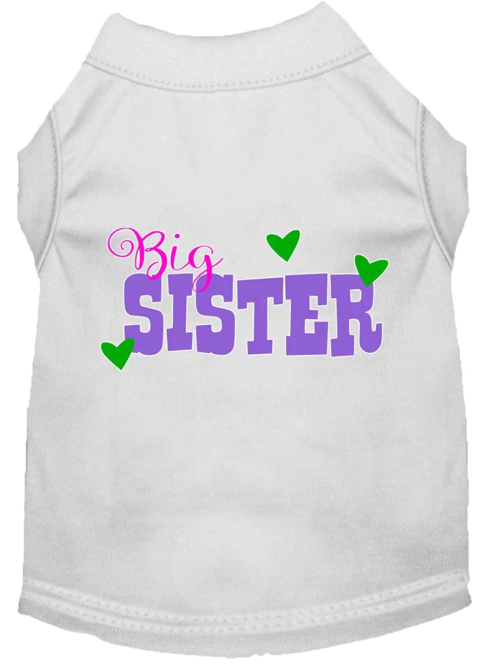 Pet Dog & Cat Shirt Screen Printed, "Big Sister" White XS (0-3 lbs.)