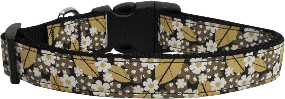 Mirage Pet Products Autumn Leaves Nylon Ribbon Dog Collar, Large