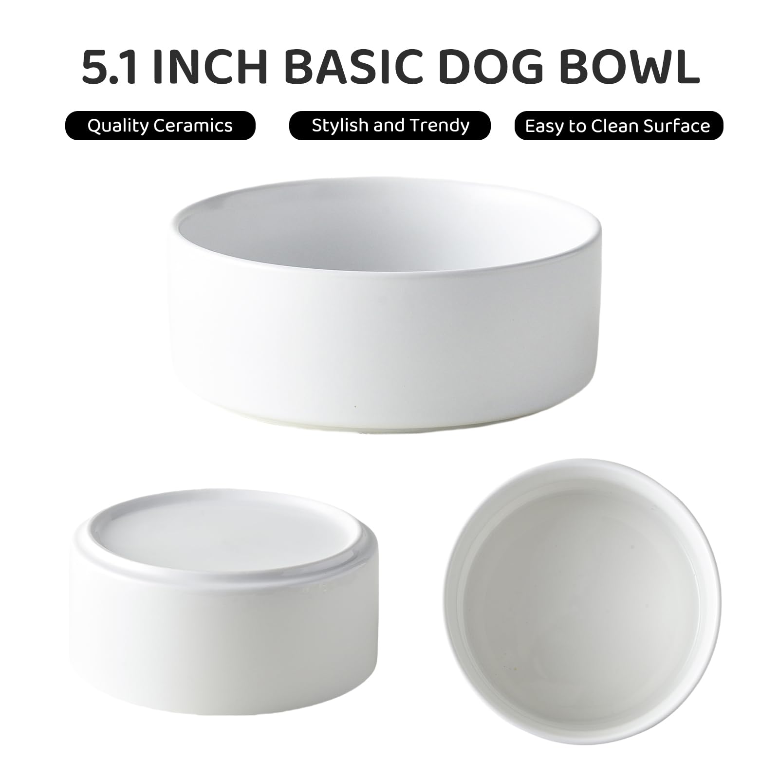 Welloyed Elevated Ceramic Dog Bowl Set - Raised Dog Bowls with Non Slip Bamboo Stand, Food and Water Bowl Set for Kitty, Cats an