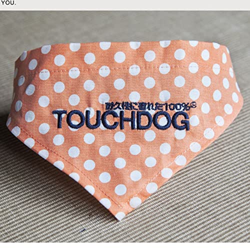 Touchdog Bad-to-the-Bone Polka Patterned Fashionable Velcro Bandana, Large, Orange