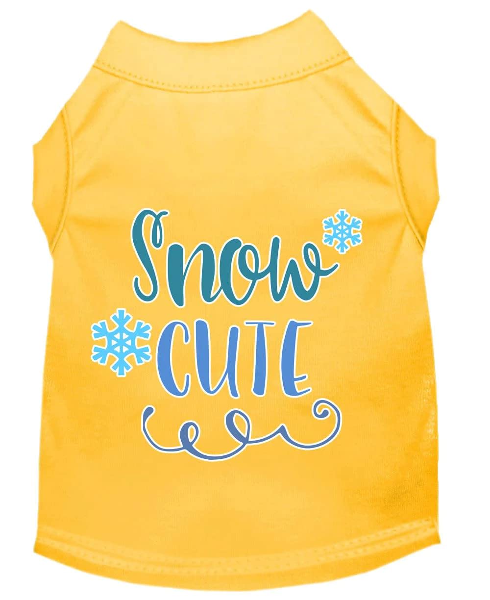 Christmas Pet Dog & Cat Shirt Screen Printed, "Snow Cute" Yellow 3XL (25-35 lbs.)
