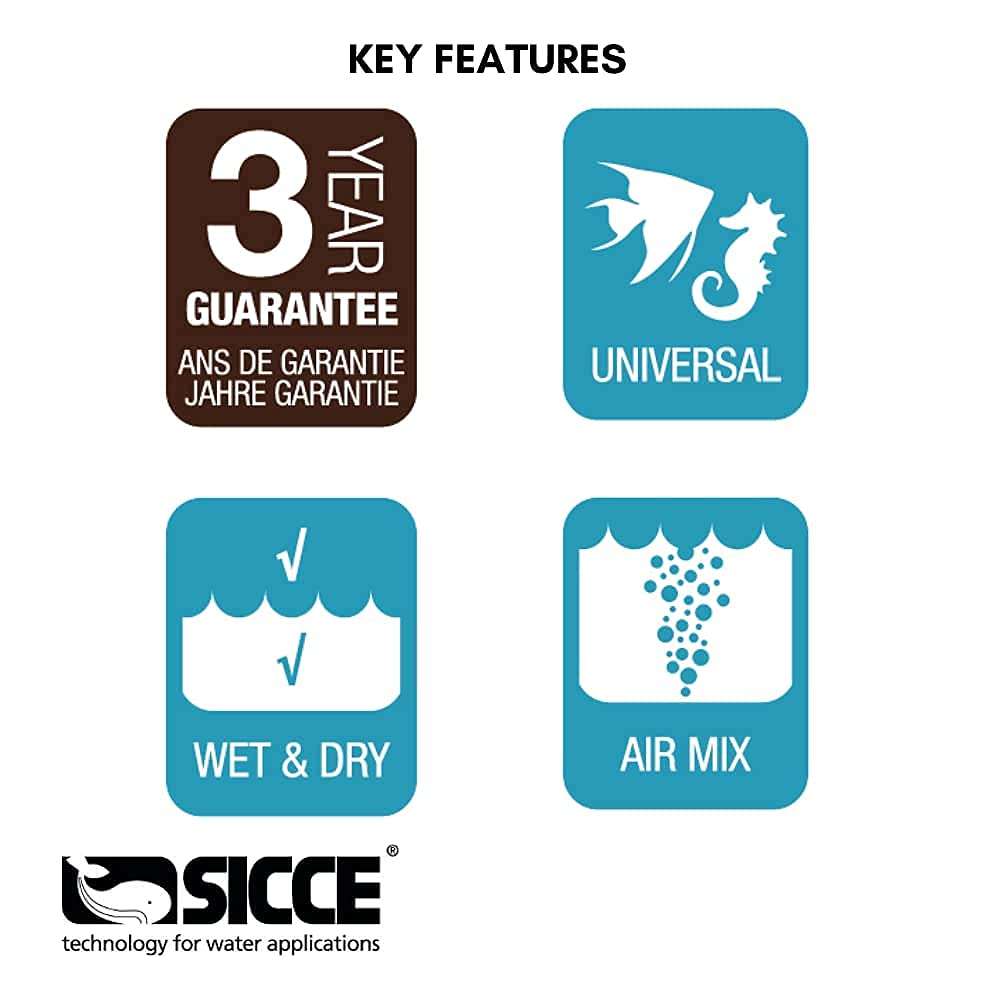 Sicce Multi 5800 Multifunction Aquarium Pump, 1500 Gph, Designed For Submerged And In-Line Use
