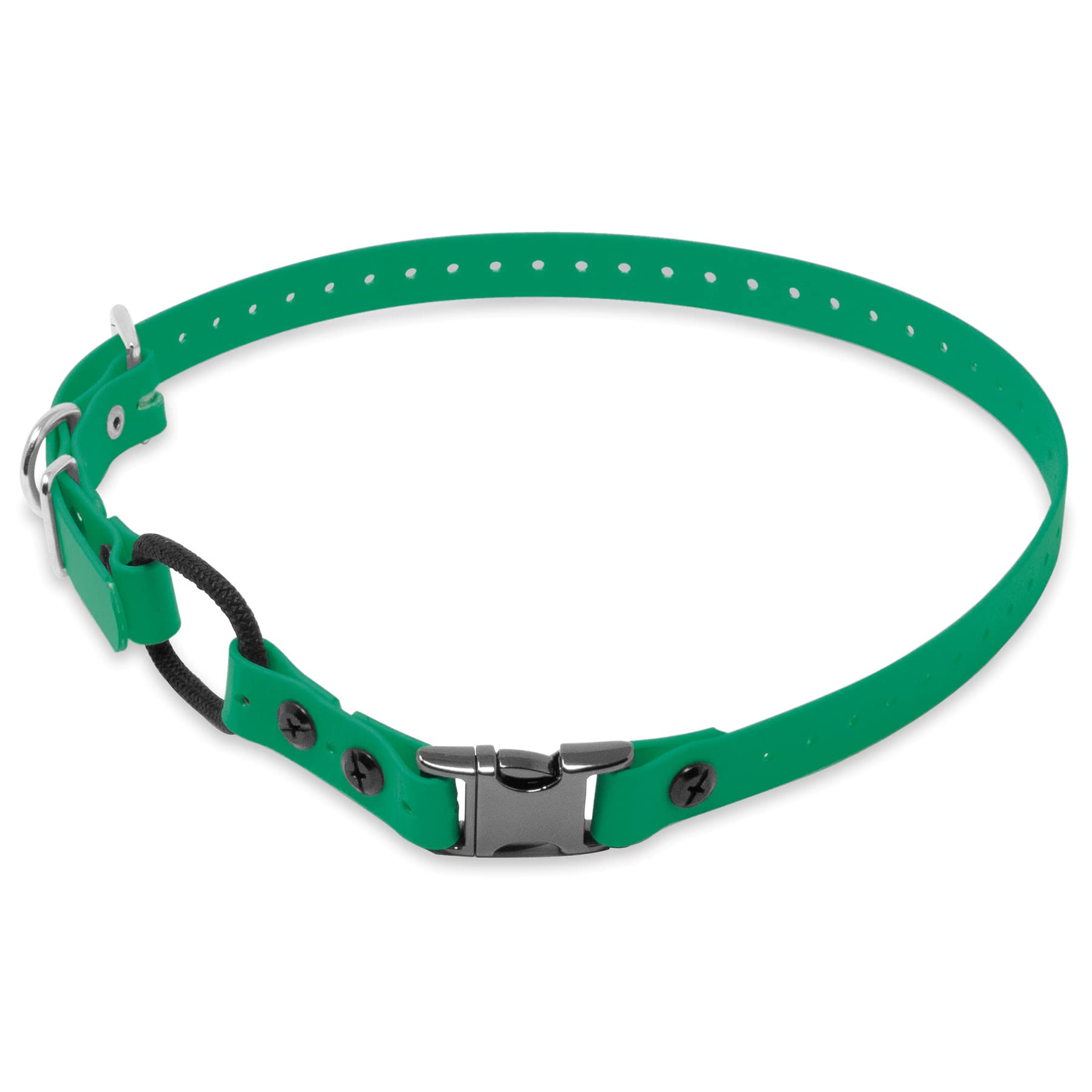 Educator Quick Snap Bungee Dog Collar, Biothane, Waterproof, Odorproof, Easy Connect And Disconnect Clasp And D Ring With Comfort Bungee Loop, Adjustable For Custom Fit, 1-Inch, Green