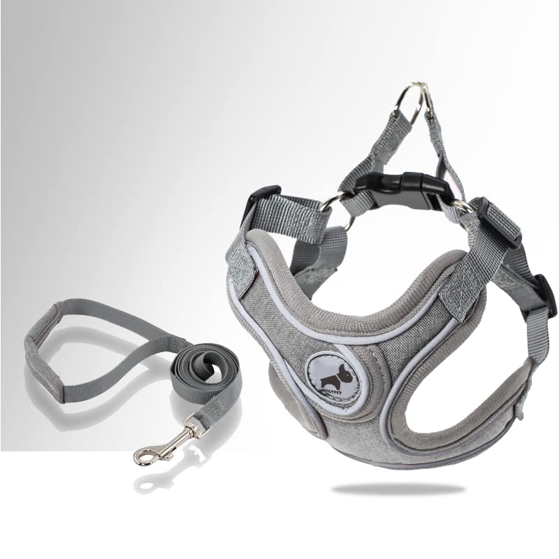 Dog Frenchie Harness with Leash Set, No Pull Adjustable Step in with Breathable Padded Vest Harness for Small Medium Large Dogs
