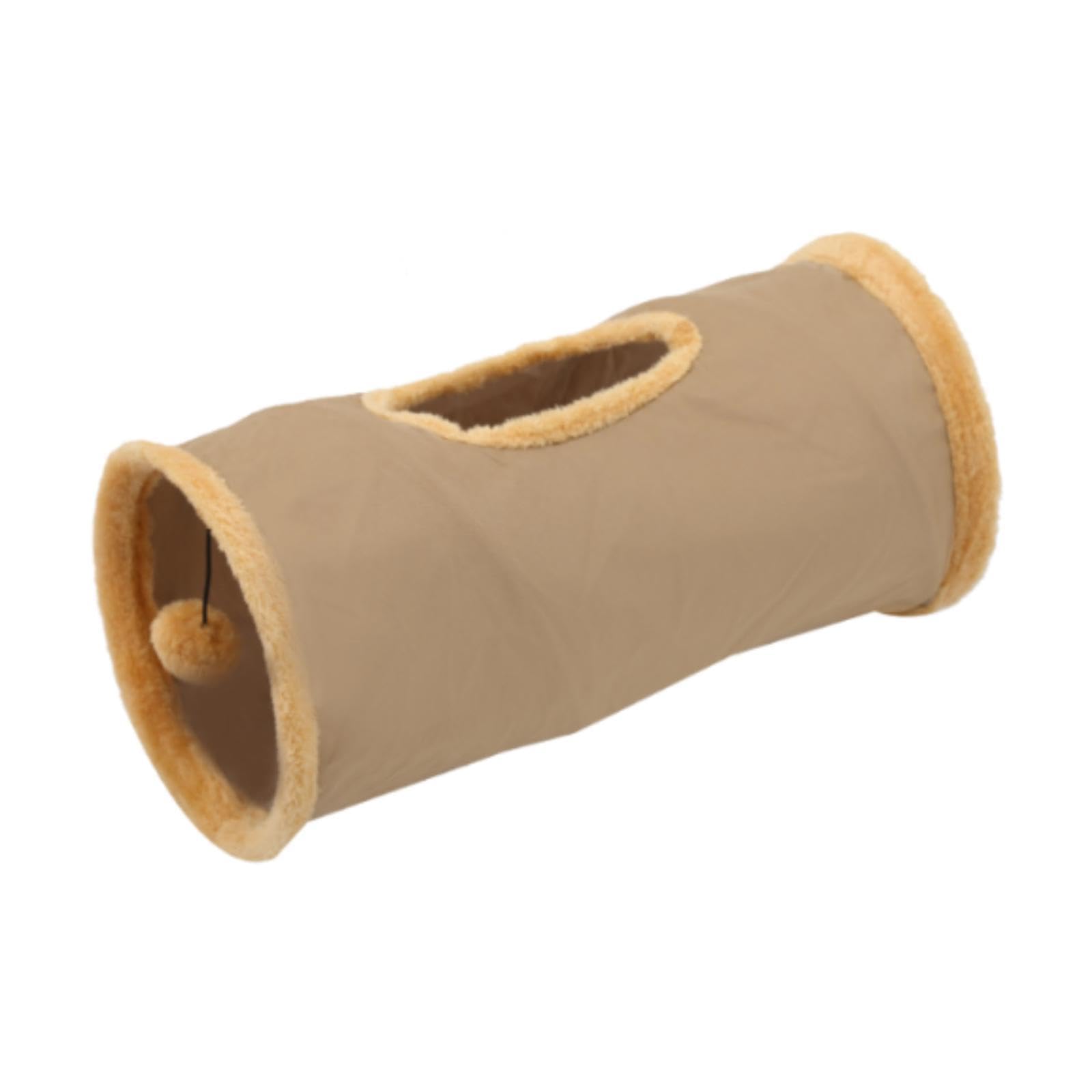 Calandis Cat Tunnel For Indoor Cats Hideaway Kitten Cave Pet Supplies Funny With Ball Khaki | Toys | Cat Supplies | Pet Supplies