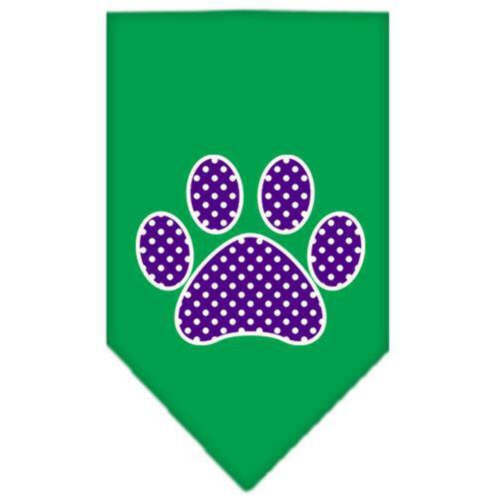 Pet and Dog Bandana Screen Printed, "Purple Swiss Dot Paw" Red Small