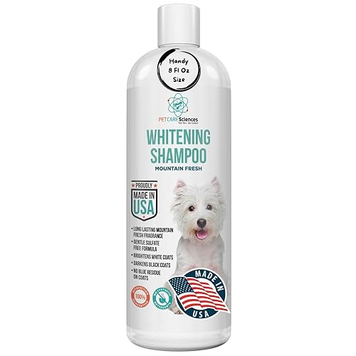 PET CARE Sciences 8 fl oz Dog Whitening Shampoo - Dog Shampoo for White Dogs - Brightens White and Darkens Dark Coats - Tearless