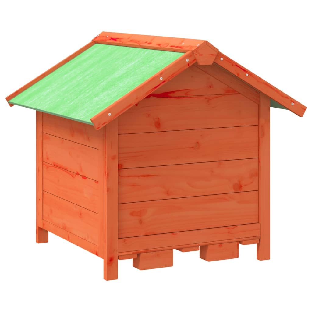 vidaXL Dog Kennel Outdoor Pet House Cage with Water-Resistant Roof, Solid Pine Wood, 25.6"x25.6"x24.2", Brown/Green