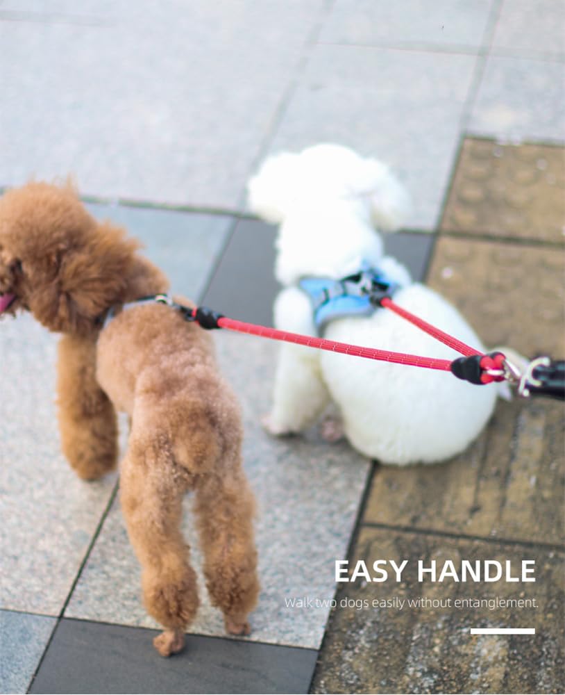 Mystercome Double Dog Leash 2 Way Coupler Anti Chew Dog Leash Extension Splitter Lead For 2 Small Dogs Walking (60Cm)