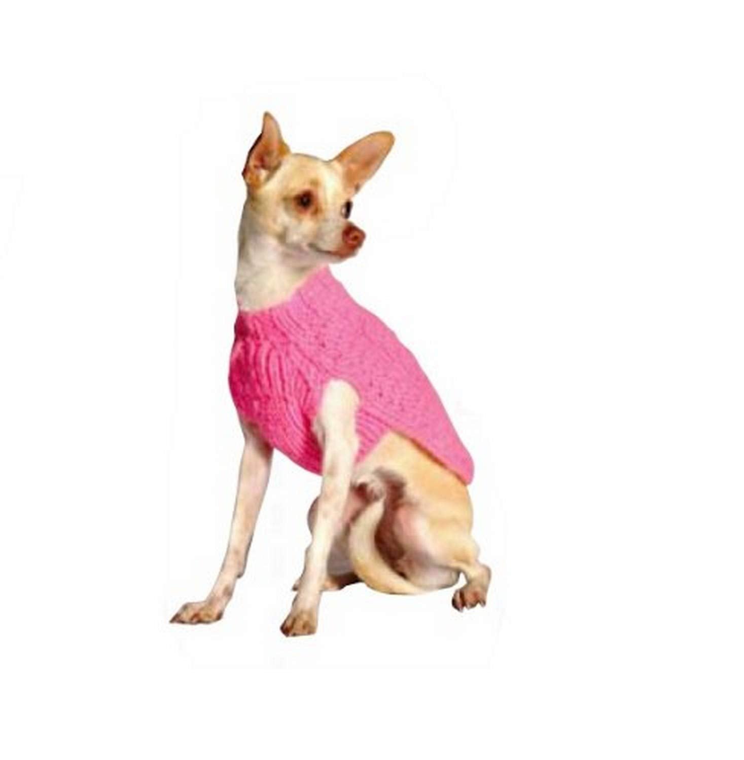 Chilly Dog Pink Cable Dog Sweater, X-Large