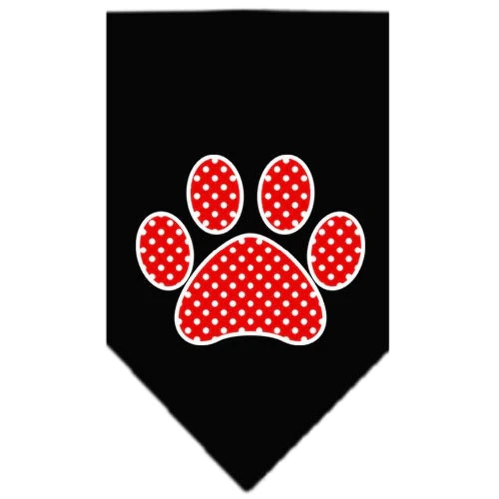 Pet and Dog Bandana Screen Printed, "Red Swiss Dot Paw" Lime Green Small