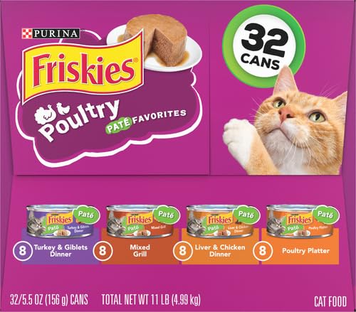 Friskies Classic Pate Poultry Favorites Cat Food Variety Pack, 11 lb