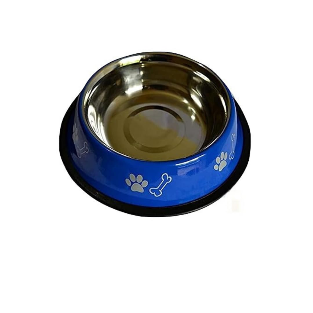 Pet Fun Stainless Steel Printed Dog Feeding Bowl | NonSkid Rubber Base | RustResistant & Dishwasher Safe Pet Food And Water Bo