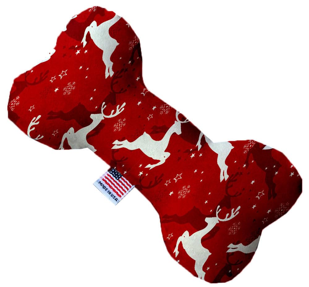 Pet and Dog Plush Heart or Bone Toy, "Classy Christmas Group" (Available in different sizes, and 7 different pattern options!) Dancing Reindeer 6" Plush Bone