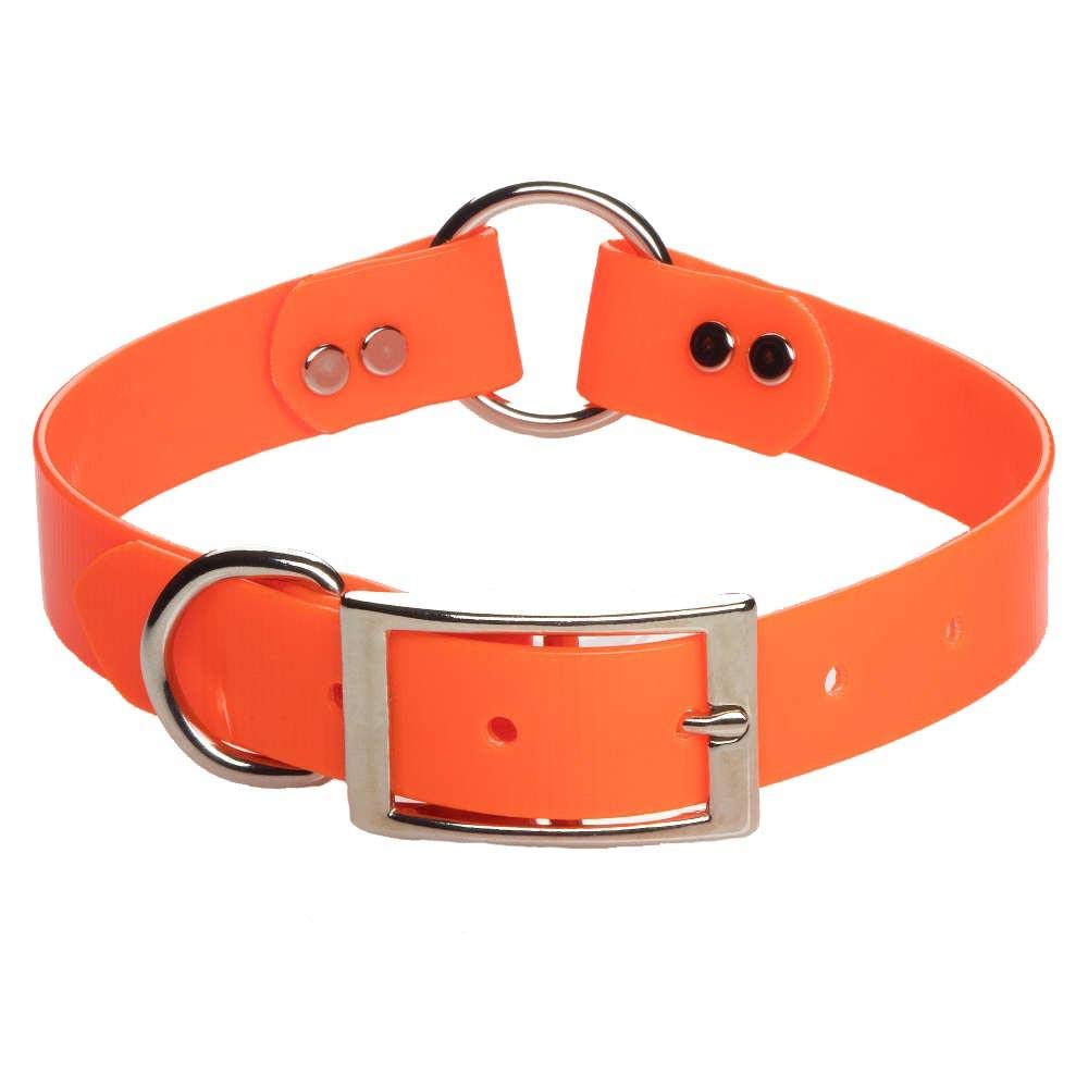 Mendota Pet Biothane Synthetic Collar - Made in The USA - Waterproof, Odor Resistant - Orange, Center Ring Safety Collar, 1 in x