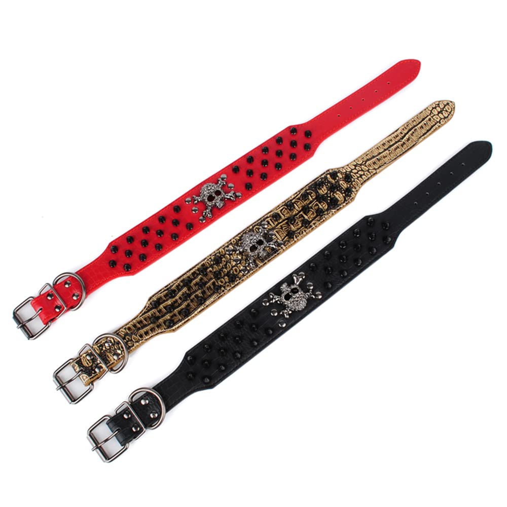 Serijoars Spiked Studded Dog Collar, Pu Leather Dog Collar, Adjustable Pet Collars For Medium Or Large Breed Pet (Xl, Red2)