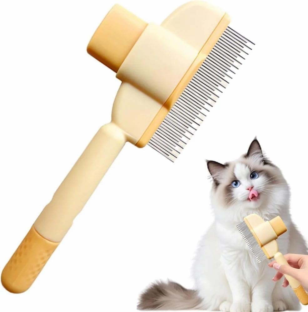 Gharneeds Self Cleaning Slicker Brush For Dogs & Cats | Pet Grooming Brush With Hair Release Button | Steam Deshedding Slicker &