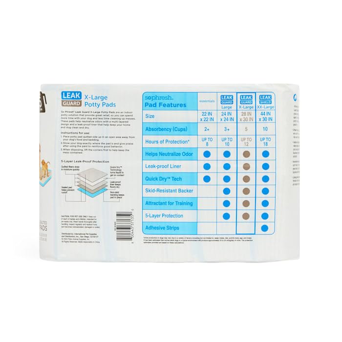 So Phresh X-Large Leak Guard Quilted Potty Pads Count of 50