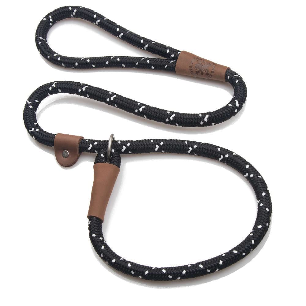 Mendota Pet Slip Leash - Dog Lead And Collar Combo - Made In The Usa - Night Viz Black, 1/2 In X 4 Ft - For Large Breeds