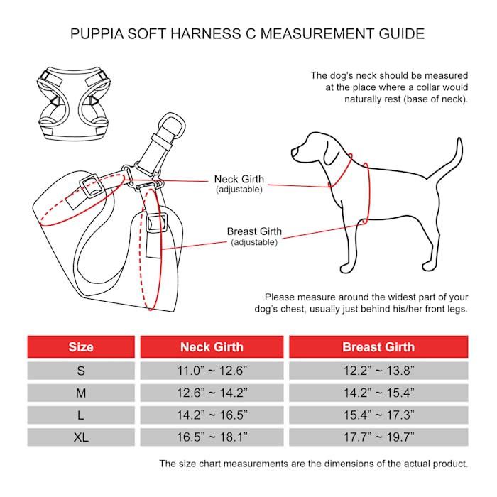 Puppia Para-Hc1533-Pk-L Pink Soft Harness C Pet-Vest-Harnesses, Large