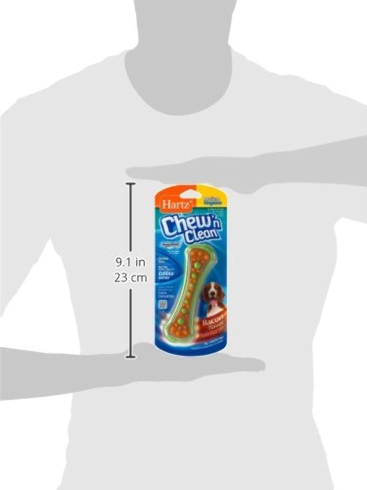 Hartz Chew 'N Clean Dental Duo Bacon Flavored Dog Chew Toy - 1 Count(Pack Of 1),Medium