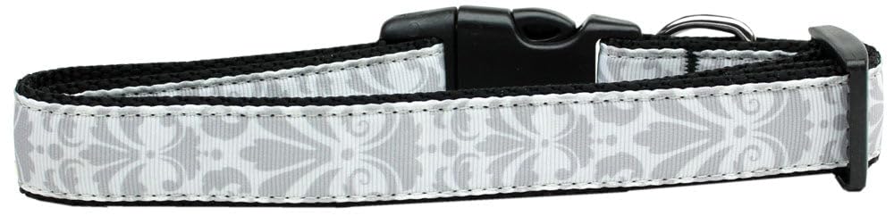 Pet Dog & Cat Nylon Collar, "Damask" *Available in 10 different colors!* Grey XS Collar