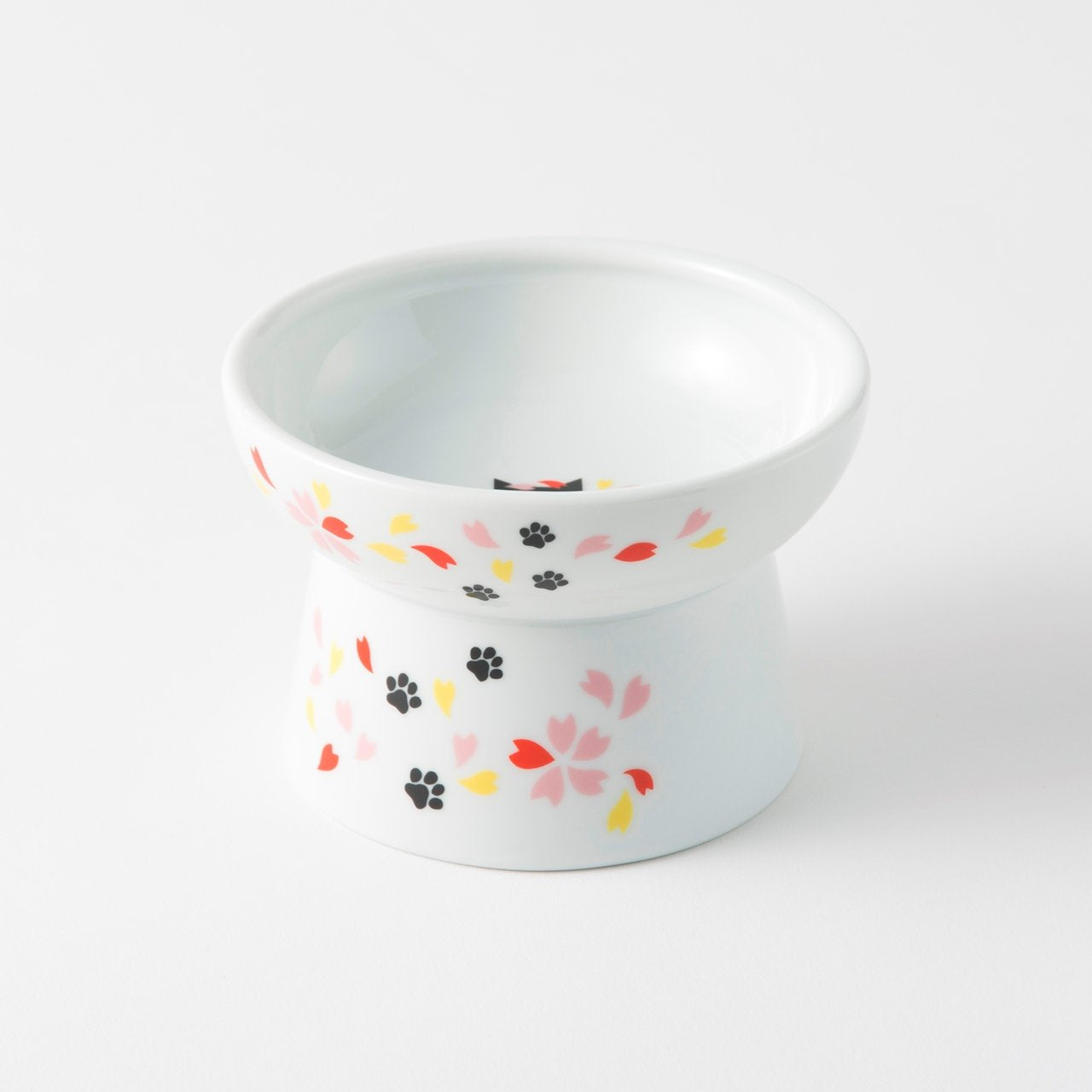 Necoichi Elevated Cat Food Bowl Prevent Neck & Whisker Fatigue, Dishwasher and Microwave Safe, No.1 Seller in Japan! (Sakura, Re