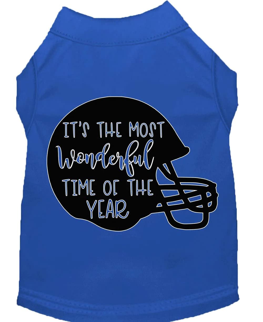 Pet Dog & Cat Shirt Screen Printed, "It's The Most Wonderful Time Of The Year (Football)" Orange SM (3-6 lbs.)