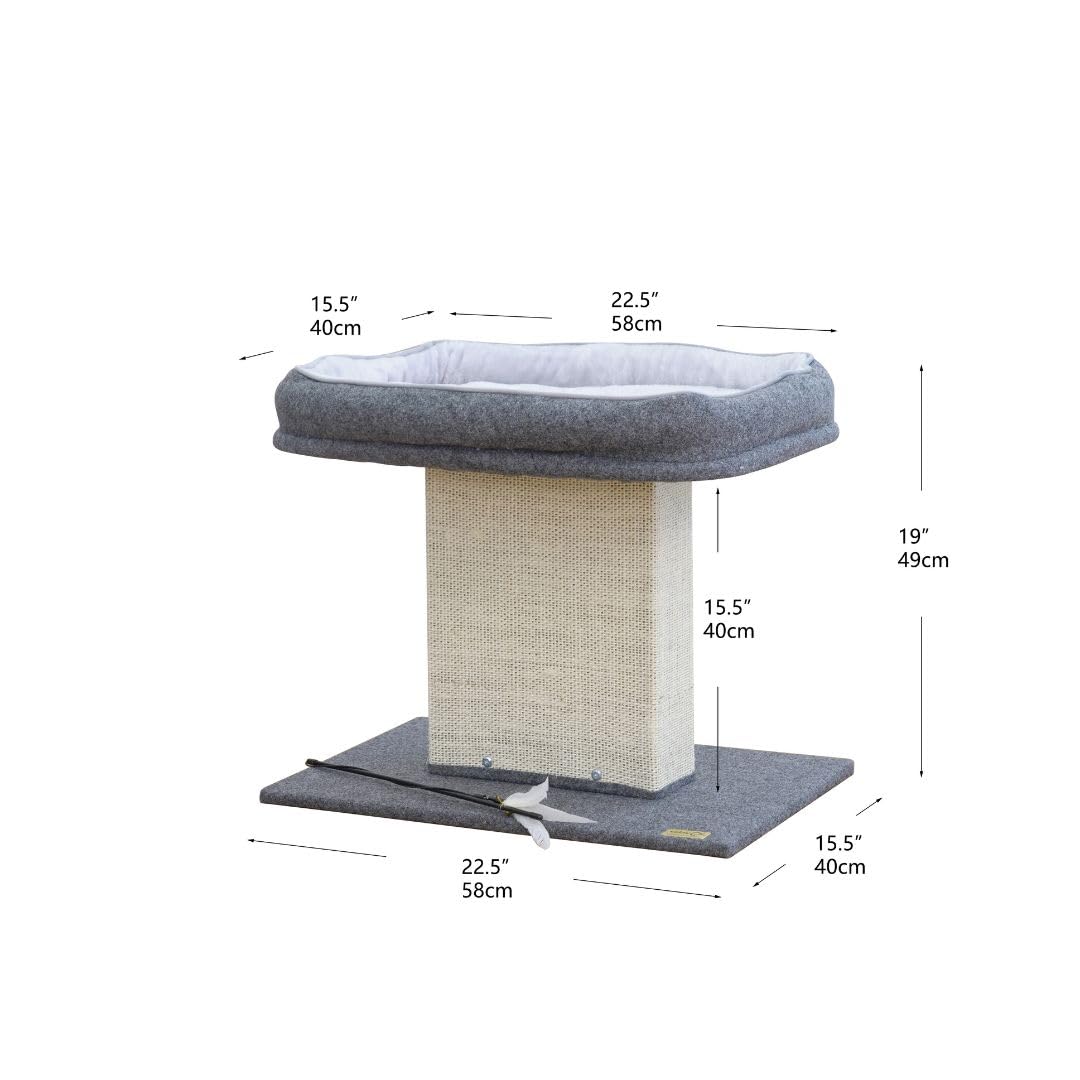 Catry 2-In-1 Mellow Cat Perch With Large Soft Felt Bed, Sisal Scratching Post, Minimalist Cat Furniture For Climbing, Scratching