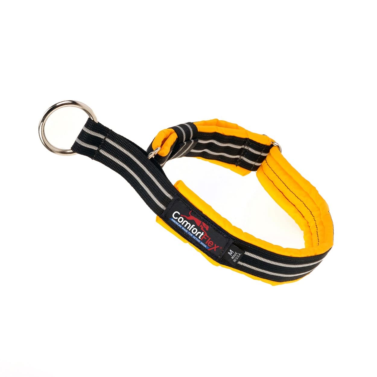 Comfortflex Martingale Dog Collar - 1.5' Wide, Reflective, Adjustable, Fully Padded Nylon, Gentle Control, Escape-Proof, Limited Slip Design, Made In The Usa, Medium, Saffron Yellow